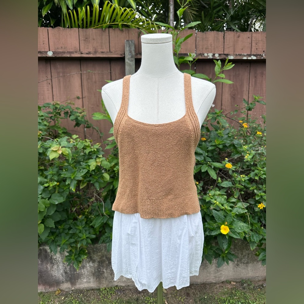 Anthropologie Jenna Twofer Sweater Tank Tan & White Size S